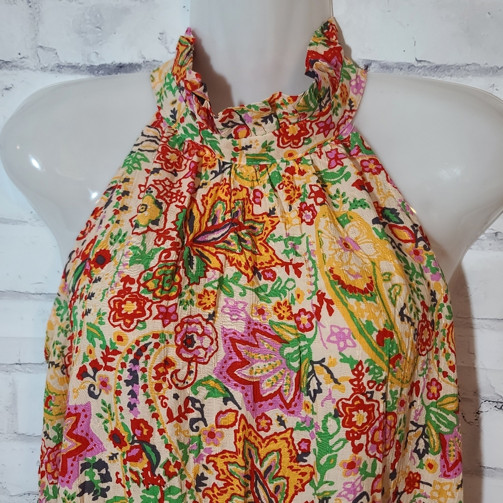 Cynthia Rowley Floral High Neck Halter Swing Top Small - Picture 3 of 5